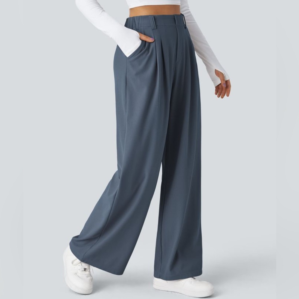 HALARA High Waisted Wide Leg Waffle Work Pants